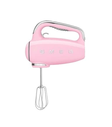 Smeg, Batteur Électrique HMF01PKEU, 9 Niveaux de Vitesse, Fonction Turbo, Système de Démarrage Progressif, 4 Batteurs, 2 Crochets Pétrisseurs et Range Cable Fournis, 250W, Rose