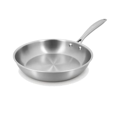MENASTYL - Poêle inox 18/10 Triply 24cm tous feux dont induction fabriquée en France - sans PFAS ni substances nocives - Compatible lave-vaisselle - Poignée rivetée - 6020486