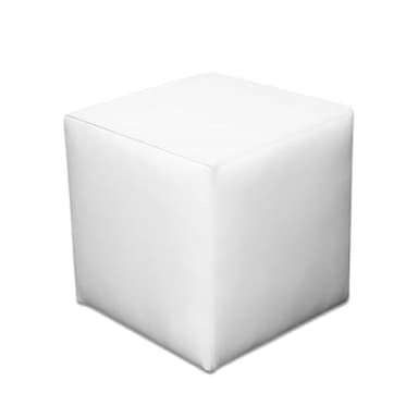 Best For Home Blanc Cube Pouf | Coussin de Sol en Simili Cuir 40 x 40 x 40 | Pouf Confortable pour Salon | Repose-Pieds pour Canapé et Lit | Pouf Tabouret de Style Ottoman | Repose-Pieds Cube Doux