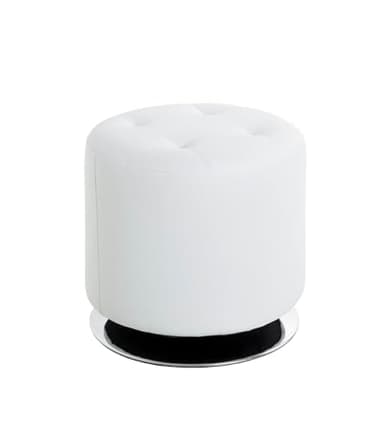 HAKU Möbel Tabouret chromé, Blanc, Tissu synthétique Aspect Cuir, métal - Dim.: H 40 cm x Ø 40 cm, Style: Modern