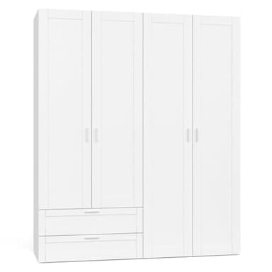 IDMarket - Armoire 4 Portes VITO Blanc penderie 160 cm avec 2 tiroirs et étagères