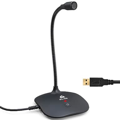 KLIM Talk - Microphone USB PC et Mac - Compatible avec Tout Ordinateur - Micro de Bureau Professionnel - Audio Haute Définition - Nouvelle Version - Noir