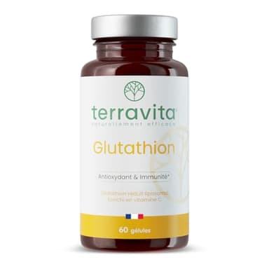 Glutathion Liposomal | Forme Réduite GSH avec Vit C | Active, Stable et Biodisponible | Antioxydant Puissant + Anti-âge + Immunité + Detox | 60 Gélules Vegan | Made in France | Terravita