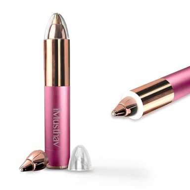 iMusthav Tondeuse à sourcils pour femme - Portable et indolore - Épilateur électrique pour sourcils, nez et oreilles - Tête plaquée or 18 carats avec lumière LED à 360° pour une épilation impeccable