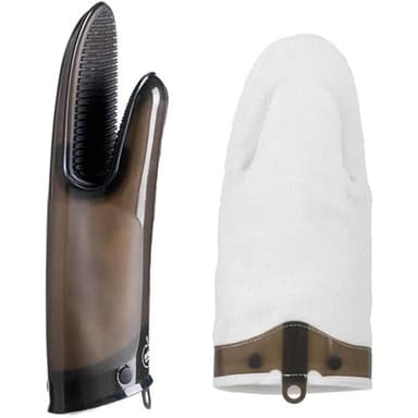 Mastrad - Gant De Cuisine Silicone & Coton – Gant Four Anti-Chaleur Jusqu'à 300°C – Gant Silicone Antidérapant – Étanche – Doublure Amovible Lavable – 30 cm - Noir