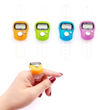 JZK 4X Compteur de Points numérique à clic à écran LCD Compteur de Doigts électronique pour Tricot, Anneau de comptage de Rangs de Crochet, Mini Compteur Manuel à clic en Plastique