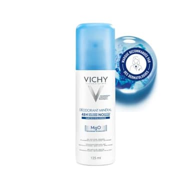 Vichy, Déodorant Aérosol, Efficacité Longue Durée 48 H, Formule Minérale Sans Alcool, Actifs Anti-Odeur d'Origine Naturelle, Adapté aux Peaux Sensibles, 125 ml