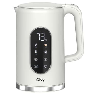Bouilloire Électrique Olvy 1,7L Inox 2200W – Bouilloire Eau Chaude à Température Réglable avec Maintien au Chaud, Double Paroi et Sécurité Automatique