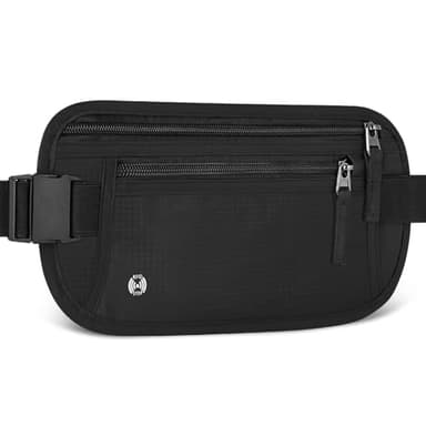 Aucuu Sac Banane de Voyage avec RFID Blocage, Sac Banane de Antivol Ultra Fin pour Homme Femme, Ceinture de Voyage de Sécurité Invisible Réglable pour Telephone, Passeport, Espèces, Carte de Crédit