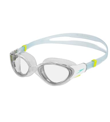 Speedo Women's Biofuse 2.0 Swimming Goggles | Female Design | Patented Adjust Mechanism | Anti-Fog | Anti-Leak | Comfort Fit, Clear/White/Marine Blue/Clear, One Size