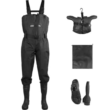 SWAWIS Cuissardes Waders Cuissarde pour Hommes Femmes Chasse Waders Poitrine Pêche Cuissardes avec Bottes Respirantes Imperméables à l'eau 44W