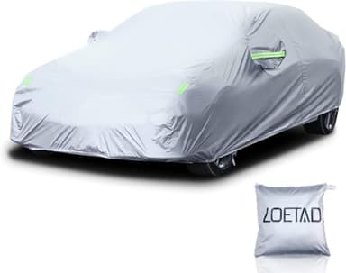 LOETAD Bâche Voiture Exterieur Housse de Protection Voiture Imperméable pour Auto Anti UV Poussière Vent Gel Neige Hiver 470 x 180 x 150 cm - Argent