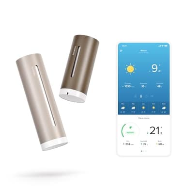 Netatmo Station Météo ORIGINAL 2e génération | Intérieur & Extérieur | Température, Humidité, Qualité de l'air, UV, Pollens, Prévisions météo | Compatible Apple, Alexa, Google - Sable - NWS-S-EC