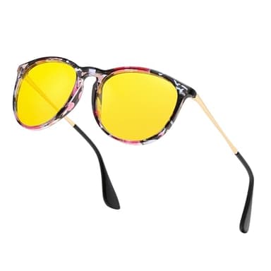 D Lolylad Lunettes de vision nocturne pour conduite - Lunettes polarisées pour homme et femme - Verres jaunes anti-reflets