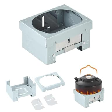 Azwood Réchaud portable à combustible solide, réchaud pliable pour four à alcool solide épais Mini réchaud de camping pour camping, randonnée, pique-nique, barbecue – Format de poche (modèle mis à)