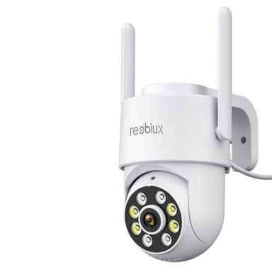Reobiux Camera Exterieur,1080P Interieur,Camera Surveillance WiFi,Caméra De Surveillance Extérieur 2.4G WiFi,PTZ,Filaire,Vision Nocturne Couleur,Audio Bidirectionnel,Détection Humaine,Alarme,3m Câble