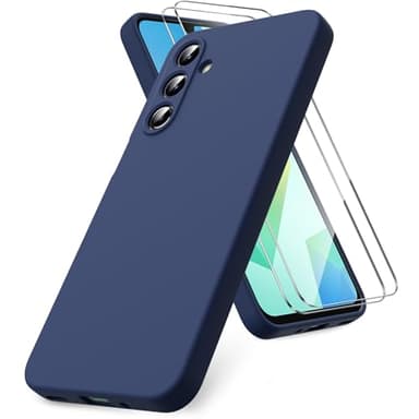 Vansdon Coque Compatible avec Samsung Galaxy A16 4G/5G, 2 Film de Protection en Verre trempé, Housse Souple en TPU en Silicone Liquide, Housse en Caoutchouc Antichoc - Bleu Nuit