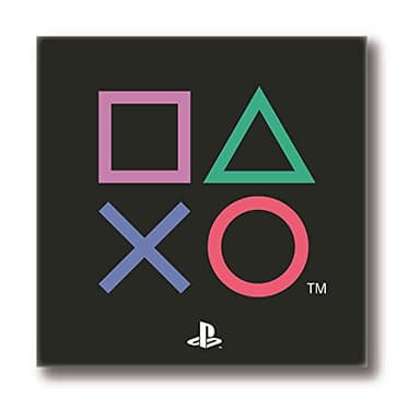 PlayStation Tapis Carré - Controller Icons Design - Produit Officiel Sony - Tapis Chambre Noir 80x80cm