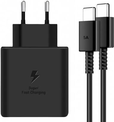 Chargeur 45W Super Charge Rapide pour Samsung Galaxy S25 Ultra,S24+,S24 Ultra,S23+,S23 Ultra, S22,A54,Z Fold5,Flip5,Fold6, Flip6,Tab S10 S9 S8 Ultra,Prise Secteur USB C Adapteur avec 5A Câble (Noir)