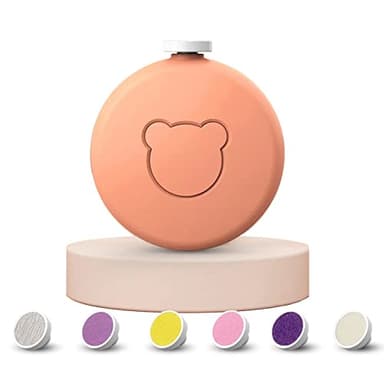 Julyupoli Lime à Ongles Électrique pour Bébé 6 en 1 Kit de Tondeuse à Ongles pour Nouveau-Nés Enfant et Adulte têtes de meulage remplaçables,faible bruit (Orange)