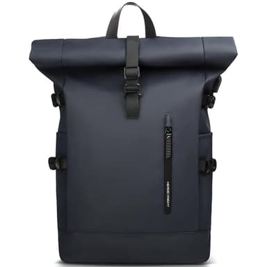 hk Sac à Dos Roll Top Grand Sac a Dos Pour Ordinateur Portable 15.6 Pouces Port USB Sac à Dos Antivol Résistant à L'eau Voyage Randonnée Camping Collège école Travail (23L Bleu)