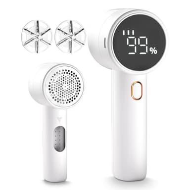 Rasoir à Tissu Rechargeable - Démêlant électrique Portable à 3 Vitesses - Lames à 6 Feuilles - Affichage numérique LED pour enlever Les Peluches des vêtements