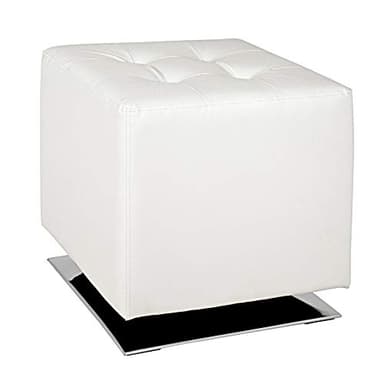 HAKU Möbel Tabouret chromé, Blanc, Tissu synthétique Aspect Cuir, métal - Dim.: L 40 cm x H 42 cm x P 40 cm, Style: Modern