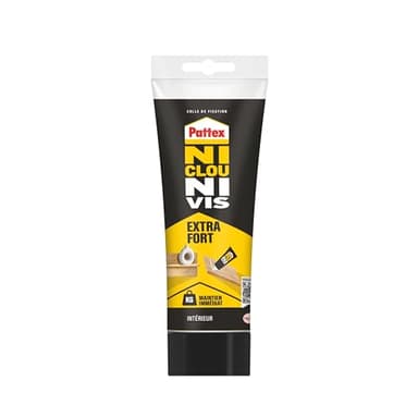 Pattex – Ni Clou Ni Vis Extra Fort (tube de 260 g) – Colle de fixation à maintien immédiat – Rapide pour usage intérieur