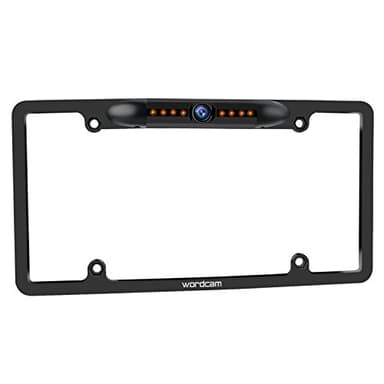 Wordcam License Plate Frame Rear View Backup Camera 170° Viewing Angle Universal Car License Plate Frame Mount Waterproof High Sensitive 8 IR LED Night Vision Reverse Parking Aid System