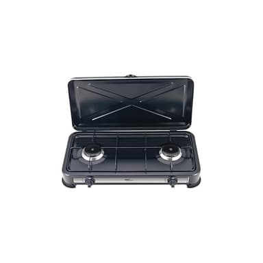 Melchioni Family | Réchaud à Gaz 2 Feux Noir MINERVA 2 – Compact, Puissant et Parfait pour le Camping et l’Outdoor