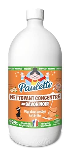 Paulette - Savon Noir Concentré Fleur d'Oranger - Ultra-Dégraissant Ménager aux Cristaux de Soude Multi-Surfaces Ecocert - Fabriqué en France - 1 L