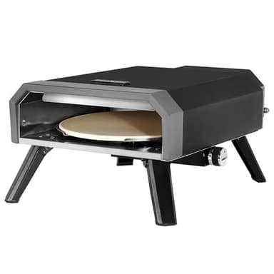 Royal Gourmet Four à Pizza Gaz Extérieur, Barbecue à Pizza de 4 KW avec Pierre Pizza de ⌀33 cm, Allumage Automatique et Pieds Pliables pour Le Jardin, Le Camping, Noir