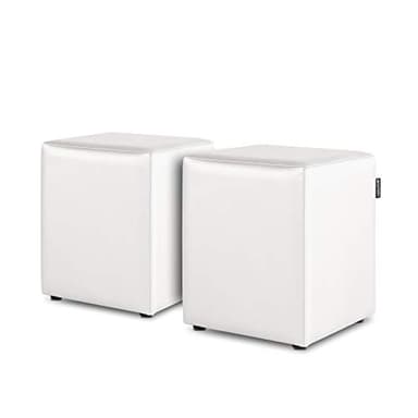 Happers Pack 2 Poufs Cube en Similicuir pour Salon ou Chambre Blanc