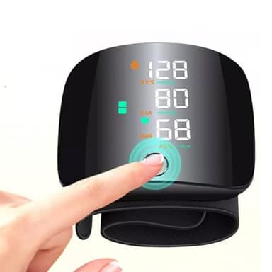 FiTspi Tensiomètre de poignet précis automatique, moniteur de pression artérielle portable avec grand écran LCD, brassard de poignet réglable avec fonction mémoire pour usage domestique et voyage