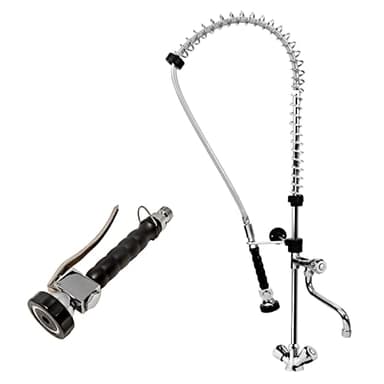 GOLDMAN SERVICE | Robinet eau froide et eau chaude extensible industriel à bec haut avec pommeau douchette pour évier de cuisine d’hôtellerie