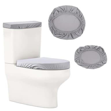 LINTRA Housse de Réservoir de Toilette Lavable, Housse de Protection pour Abattant WC avec Bande Elastique, Cache WC Lavable pour Couvercles de Toilettes et de Chasses d'eau