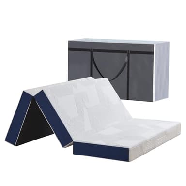 Hiimgo Matelas Pliable 120x190x10cm - Housse Amovible Respirante Lavable,Matelas invité Pliable en, Mousse à Mémoire de Forme en Gel,Sac de Transport - Parfait lit Pliant 2 Places