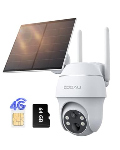 COOAU 4G LTE Camera Surveillance Extérieure sans fil - 2K 3MP Caméra Solaire sans Wi-Fi avec carte SIM | 360° PTZ | Audio bidirectionnel | Vision nocturne couleur | IP66 | Stockage local 64 Go & cloud