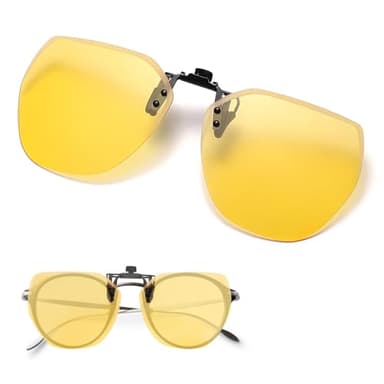 Clip Lunettes Conduite de Nuit, Lunettes de Vision Nocturne Verres Jaunes Polarisés Anti-Éblouissement Ultra léger Clip Lunettes de Soleil pour Hommes Femmes Unisex Conduite Outdoor Sports
