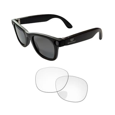 Watchily Lunettes connectées, Caméra Intégrée, ChatGPT – SmartView Pro - Verres Noirs et Transparents