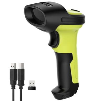 Inateck Lecteur Code Barre sans Fil, Douchette Code Barre 1D avec 2,4 GHz sans Fil et Scanner Filaire USB, Rayon de 35m, Scan Automatique et Précis, 180 Jours D'autonomie en Veille, BCST-60