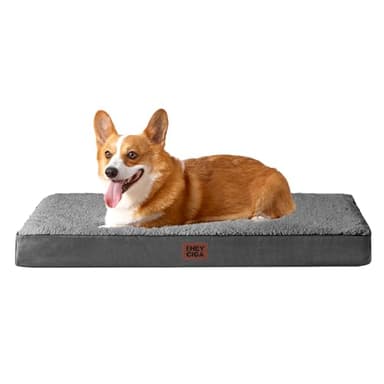 EHEYCIGA Panier Chien Orthopedique, Coussin Chien Dehoussable Lit pour Chiens Lavable, Tapis Epais pour Chiens Grande Taille, Matelas, Gris, 89x58x9cm