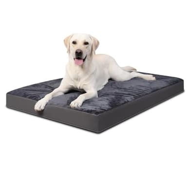 Favodormir Panier Coussin Chien Dehoussable Lavable XXL, Grande Taille Lit pour Chien Orthopédique, Tapis Matelas, Gris Foncé, Fond Antidérapant, Gris Foncé, 119x73x9cm
