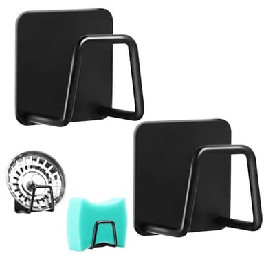 UKOFEW 2 Pièces Porte Eponge Evier Cuisine, Porte Eponge Evier Auto Adhesif, 304 INOX, Support Eponge INOX, Support Eponge pour Le Rangement de Cuisine et Salle de Bain
