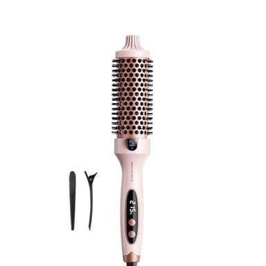 Wavytalk Thermal Brush, BLOWOUT BOOST, Brosse Thermique Ionique Cheveux Bouclés Chauffante, 38mm Pour Créer des Boucles Naturelles, 5 Réglages de Température, Double Tension, Prise Euro, Rose Sakura
