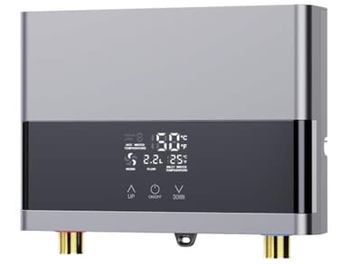 Chauffe-eau électriques 220V 6000W, Chauffe-eau électrique sans réservoir, Petit chauffe-eau instantané électrique économie d'eau Avec écran numérique, Pour cuisine, salle de bain, lavage (Sliver)