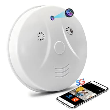 Nisanmoon Caméra Cachée WiFi 2,4 et 5G, Caméra Espion WiFi Détecteur de Fumée, Mini Camera Espion Cachée HD 1080P avec Vision Nocturne et Détection de Mouvement pour la Sécurité Domestique