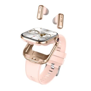 AIEK Smartwatch pour Femmes et Hommes, Oreillette Bluetooth, Appel Bluetooth, Fréquence Cardiaque, Pression artérielle, Montre Fitness Tracker pour iOS Android, Grand écran 2.02" (Or Rose)