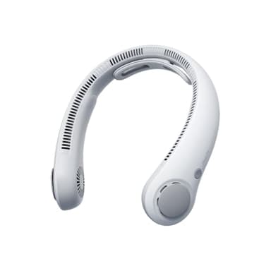 JISULIFE Ventilateur de cou portable amélioré, tour de cou personnel mains libres, réglage à 5 vitesses, 5000 mAh, portable, silencieux, rechargeable, cadeaux pour femmes et hommes- Gris brumeux