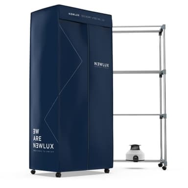 Newlux - Séchoir à Linge Électrique Portable Secadry (1200W) avec Lumière UV pour Désinfecter. Capacité 15Kg, Temp. 180min, 4 Niveaux. Séchoir par Ventilation idéal comme Armoire et Séchoir, Bleu